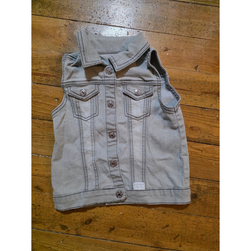7 For All Mankind‎ Toddler Boys Light Gray Denim Vest Size 3T Sleeveless Jacket
